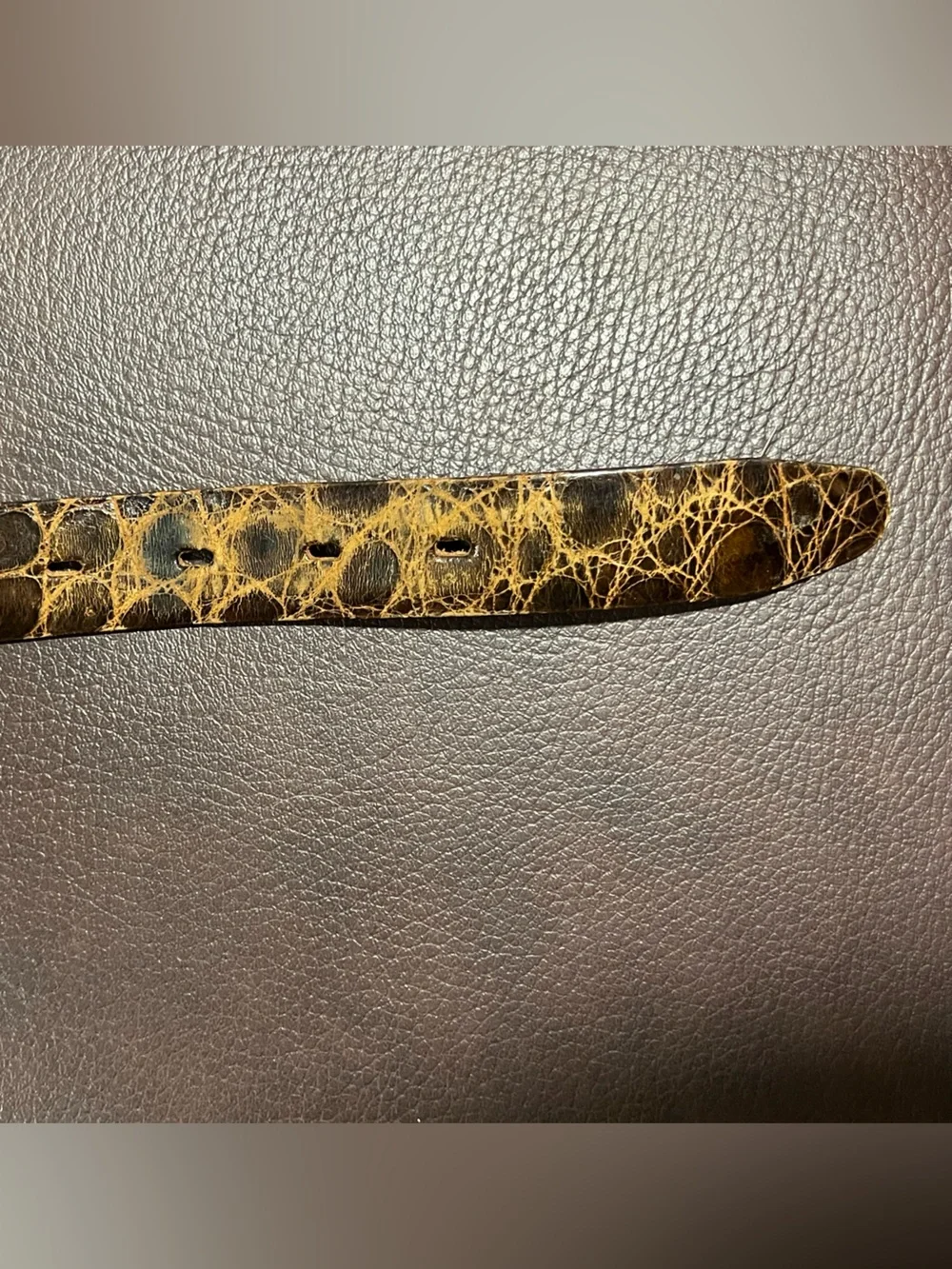 VTG Hirdes Of New Orleans American Alligator On Steer Hide Leather Brown Belt 32